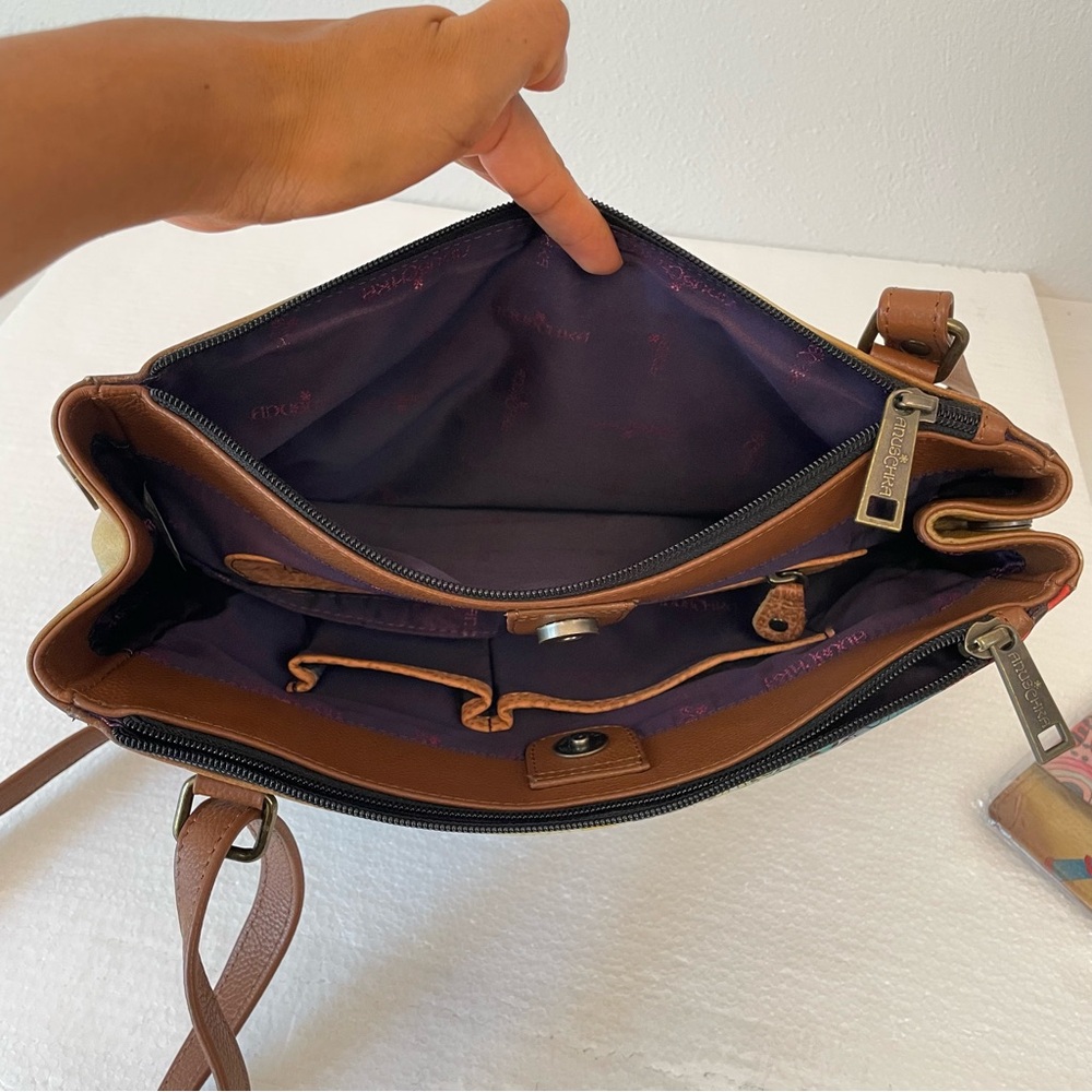 Anuschka Multicolor LARGE Dragonfly Crossbody Bag With Wallet - Picture 9 of 15